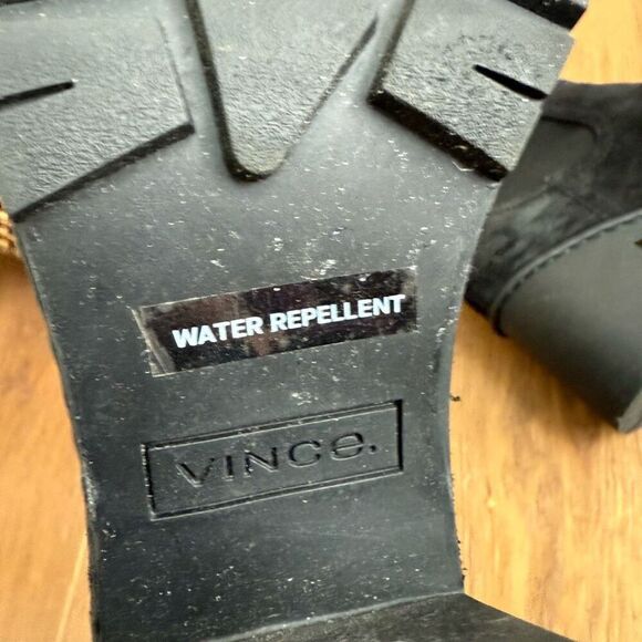 $425 Vince Henderson Weatherproof Suede Heel Chelsea Ankle Boot Black 8 - Picture 8 of 10